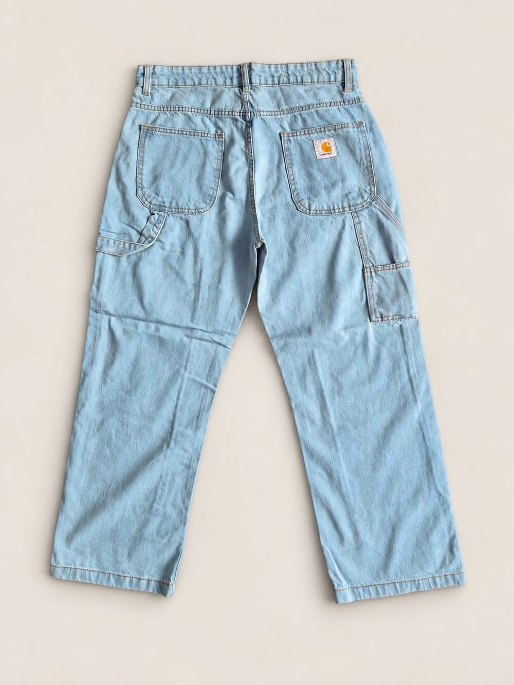 Vintage Reworked Carhartt Carpenter Jeans Double Knee Denim Light blue W34